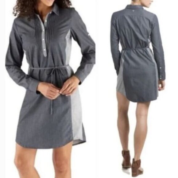 Kuhl Kiley Roll Tab Sleeved Dress Two Toned Gray No Belt Ladies Med gorpcore - Picture 2 of 6